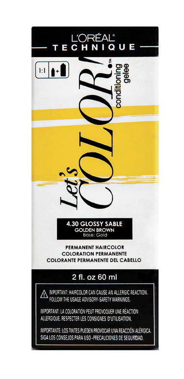 L’Oréal Technique Let's COLOR Permanent Gel Hair Color – 4.30 Glossy Sable (Golden Brown, Gold Base) – 2 fl oz - ANNS BEAUTY SUPPLY